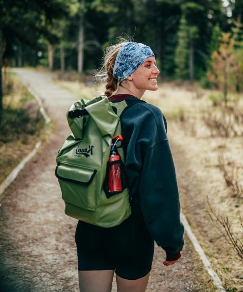 happy woman hiking